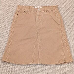 Vintage Gap Corduroy A-Line Skirt Y2K Size 6 Tan‎ Seamed Knee Length Pockets